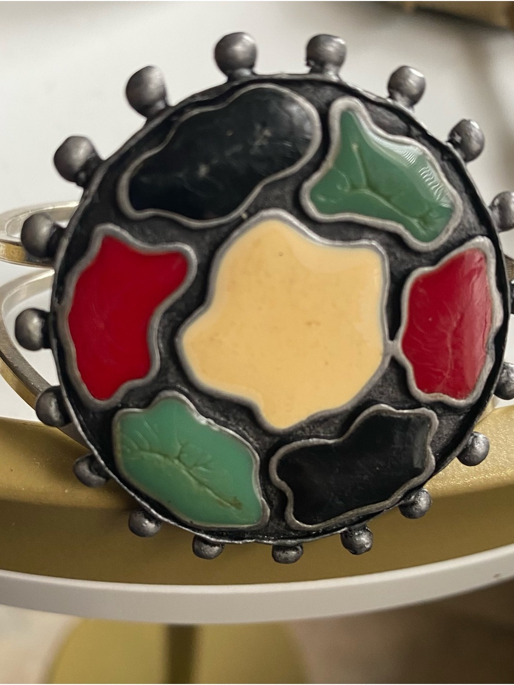Multicolor Enamel Round Statement Braclet